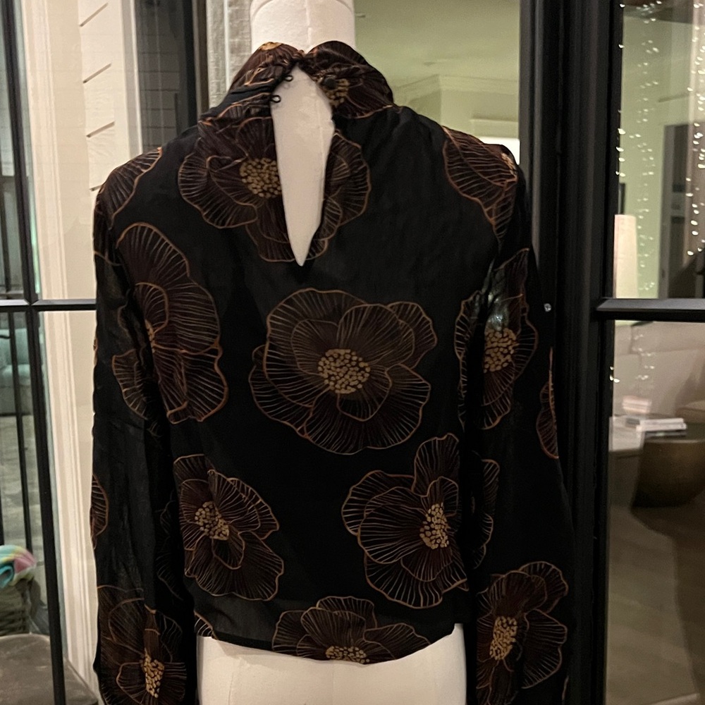 FARM Rio Black and Brown Floral Blouse - Picture 3 of 6